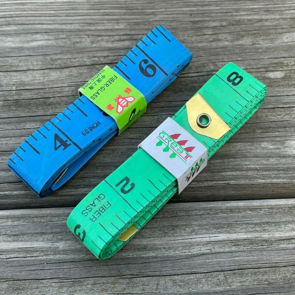 Measurement Tape Tailor Sewing Tape Lot of 2 Blue Green Fiber Glasses Tape - Picture 3 of 8